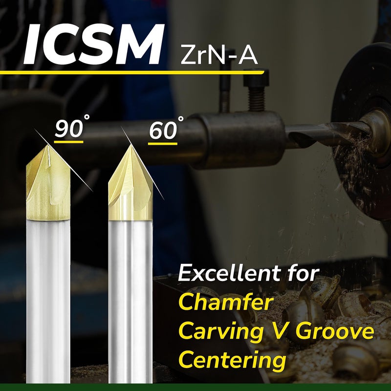 SPEED TIGER مطحنة نهاية الشطب SPEED TIGER - لقم نحت CNC، أخدود على شكل V، 90 درجة، ICSM1/4 ساق 2 بوصة OVL (قطعة واحدة، 1/4 بوصة 90) - للخشب وسبائك الفولاذ والفولاذ المقوى - مجموعات قطع مطحنة لأصحاب الأعمال اليدوية والمحترفين - Image 2